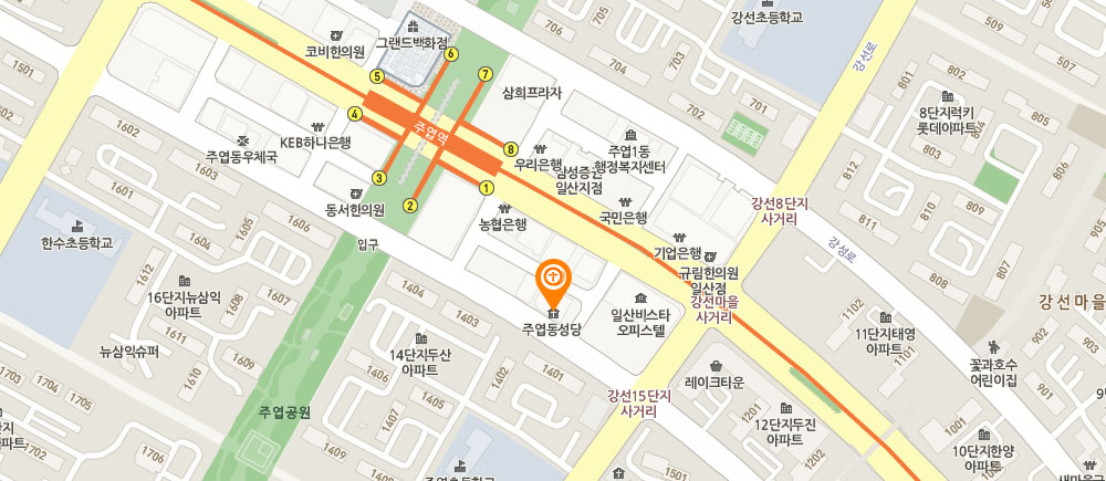 주엽동 성당 지도